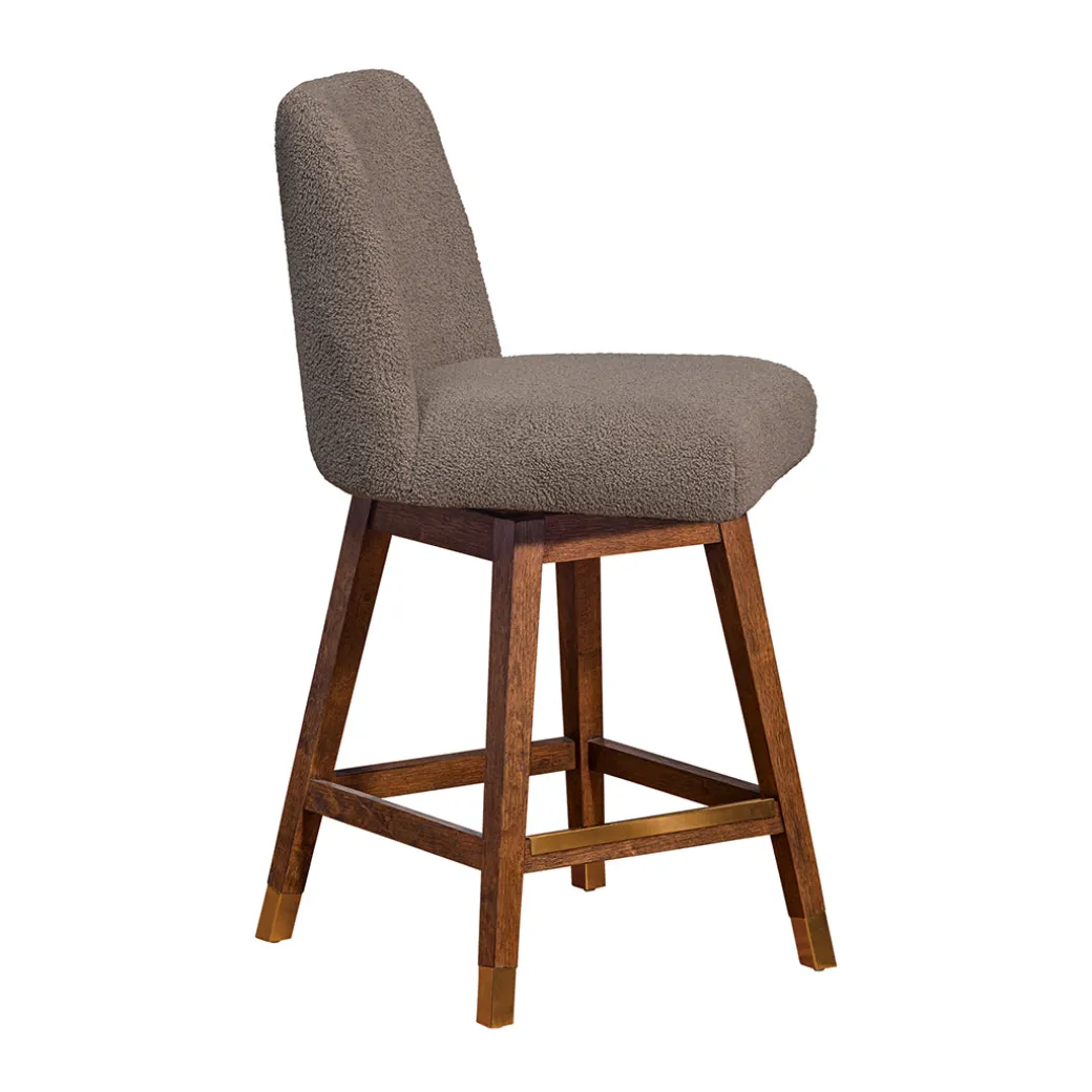 Amelia Upholstered Swivel Stool - Brown