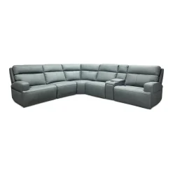 Ariel Leather Power Reclining Sectional with Heat & Massage