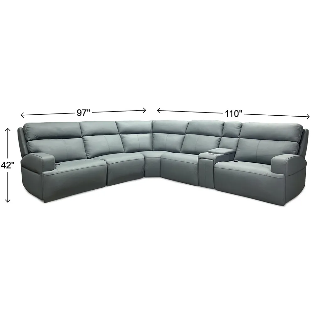Ariel Leather Power Reclining Sectional with Heat & Massage