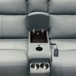 Ariel Leather Power Reclining Sectional with Heat & Massage