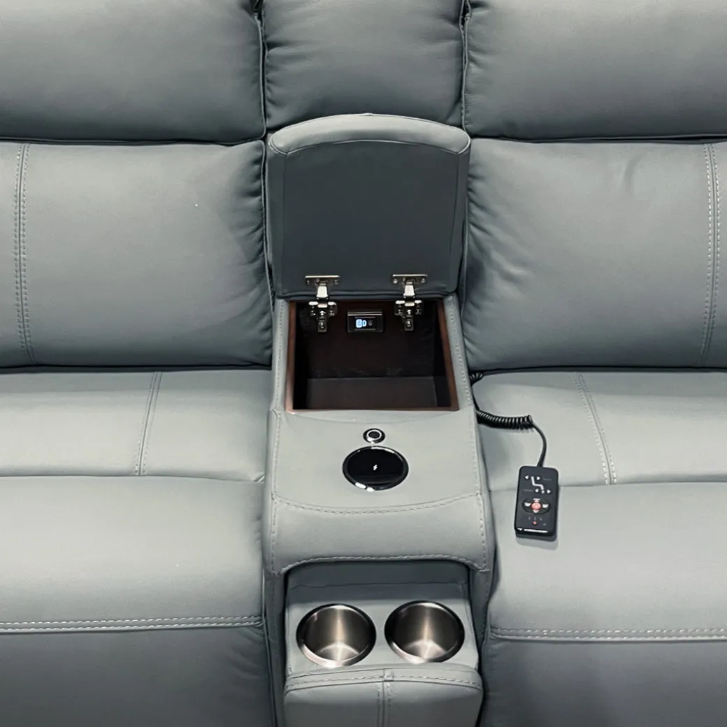 Ariel Leather Power Reclining Sectional with Heat & Massage