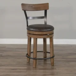 Buckskin Swivel Barstool with Back