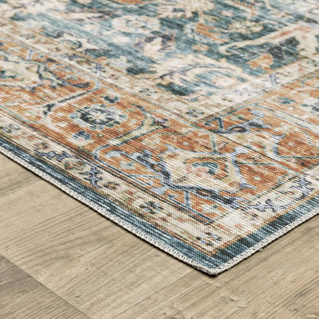 Charleston Blue Washable Rug