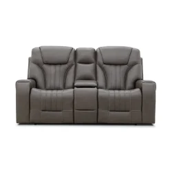 Clark Zero-G Home Theater Leather Loveseat with Console