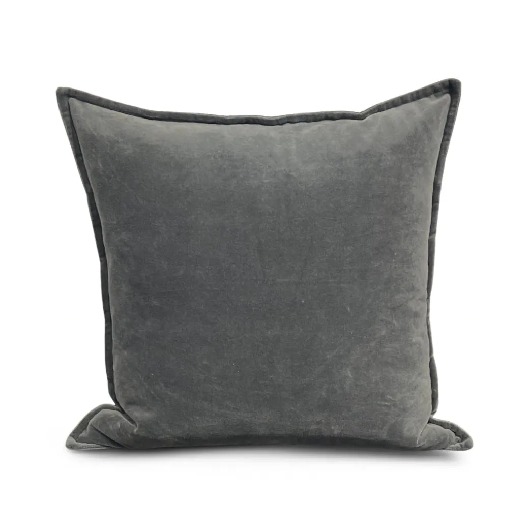 Cotton Velvet Pillow - Gray