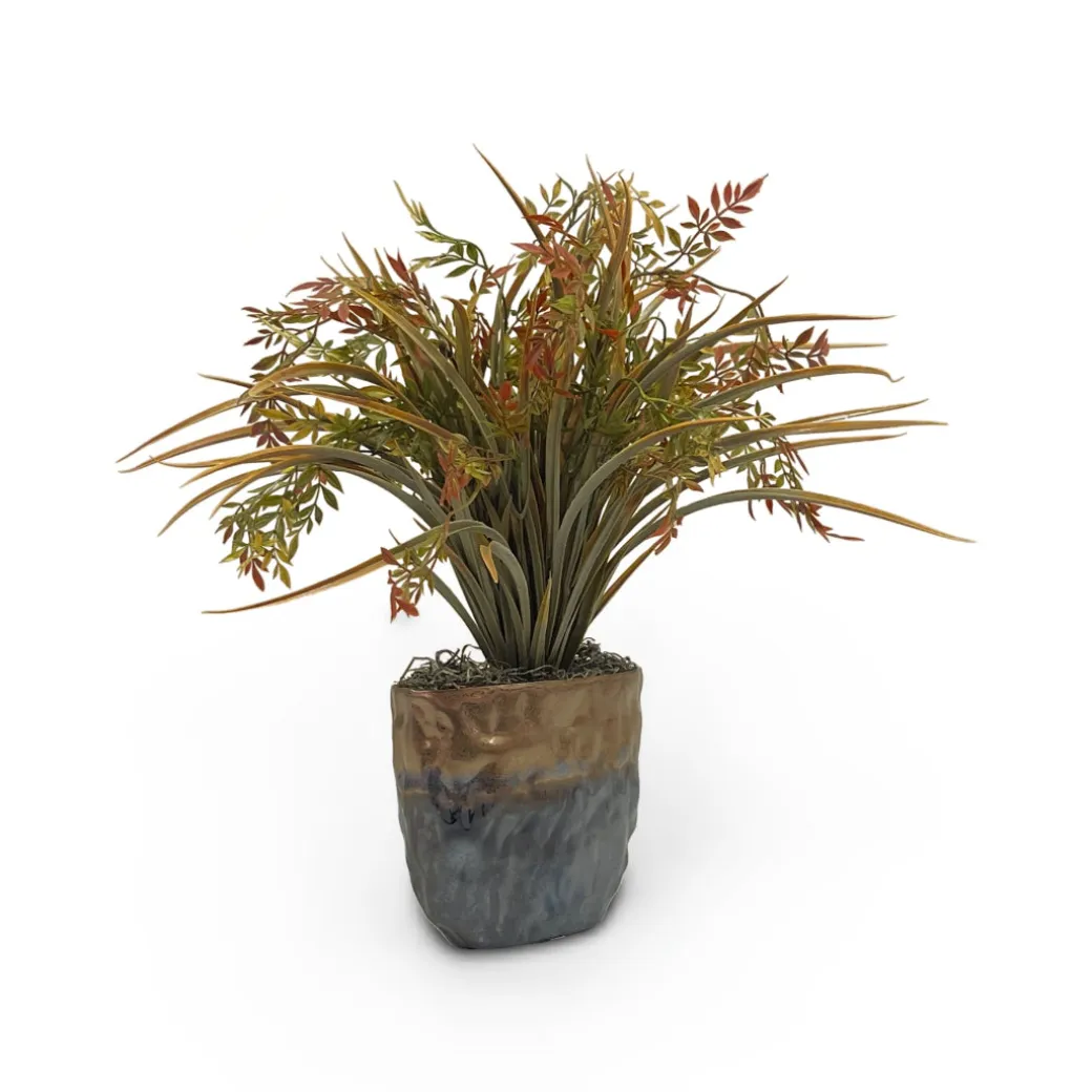 Grass in Metal Planter