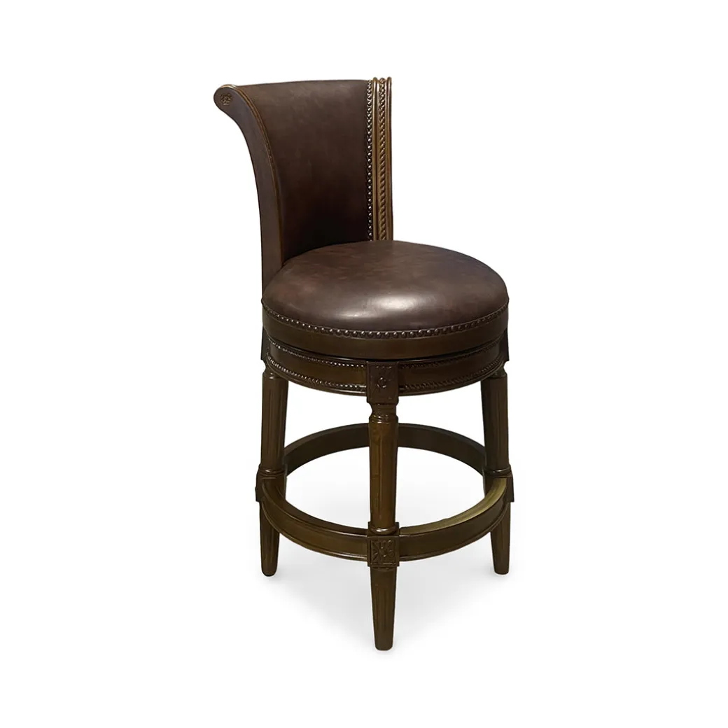 Henry Upholstered Swivel Stool - Brown