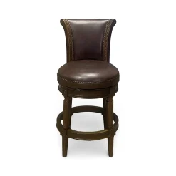 Henry Upholstered Swivel Stool - Brown