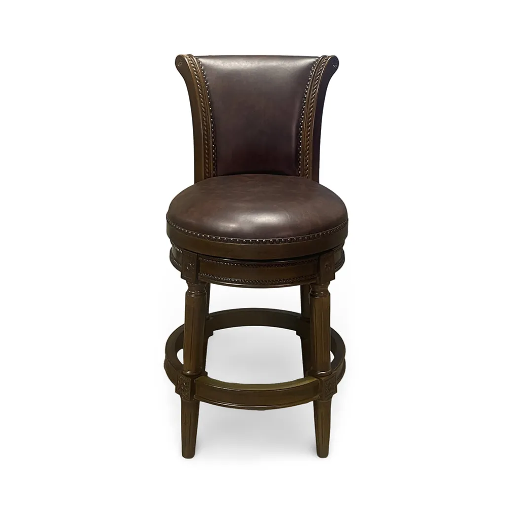 Henry Upholstered Swivel Stool - Brown