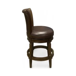 Henry Upholstered Swivel Stool - Brown