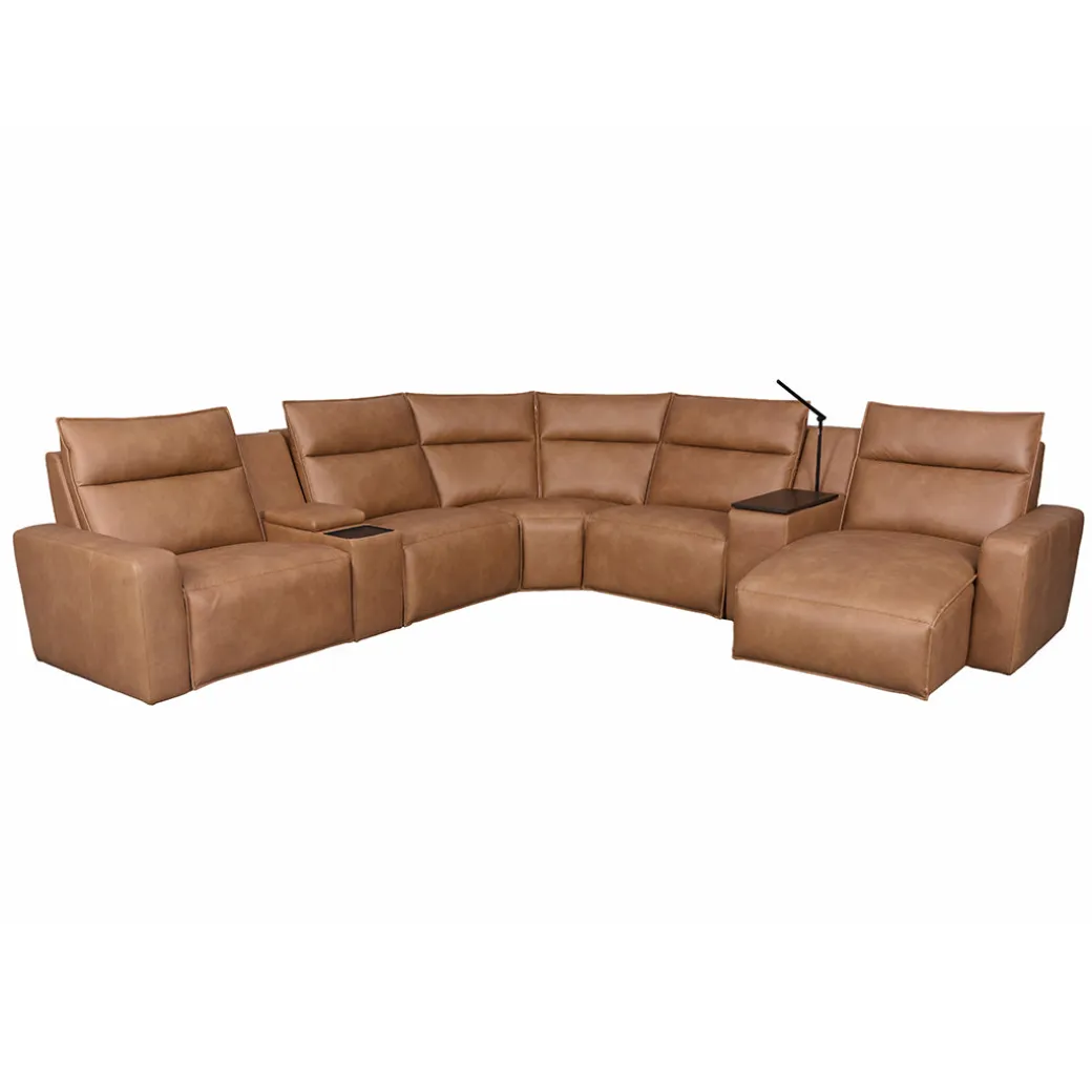 Tahoe Power Reclining Sectional with Chaise - Brown