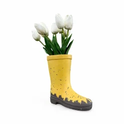 Tulips in Rain Boot Planter